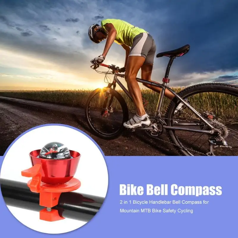 2 в 1 звонок на велосипедный Руль Компас горный велосипед безопасность клаксон