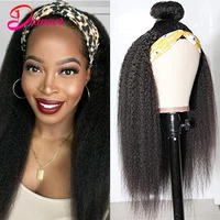 kinky straight headband wig human hair wigs for black women brazilian scarf wig no gel glueless virgin 180 density dainaer hair