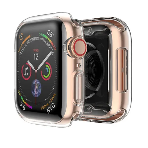 Мягкий силиконовый чехол для apple watch band apple watch 4 3 5 Чехол 44 мм/40 мм iwatch 42 мм/38 мм чехол и Защитная крышка для экрана - Цвет: Transparent