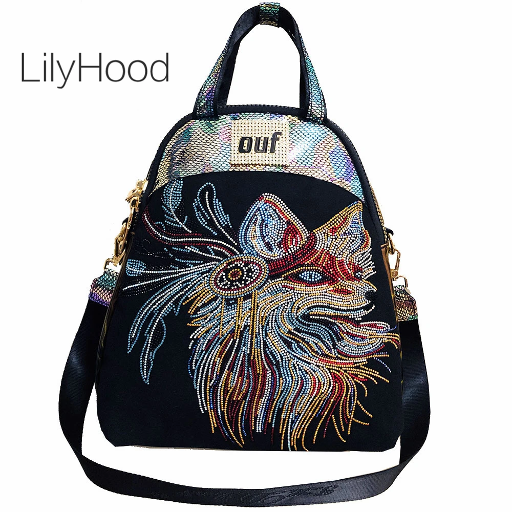 

Женский модный стильный рюкзак Стразы с узором, Женская Повседневная качественная Дизайнерская Дорожная школьная Повседневная сумка из ис...