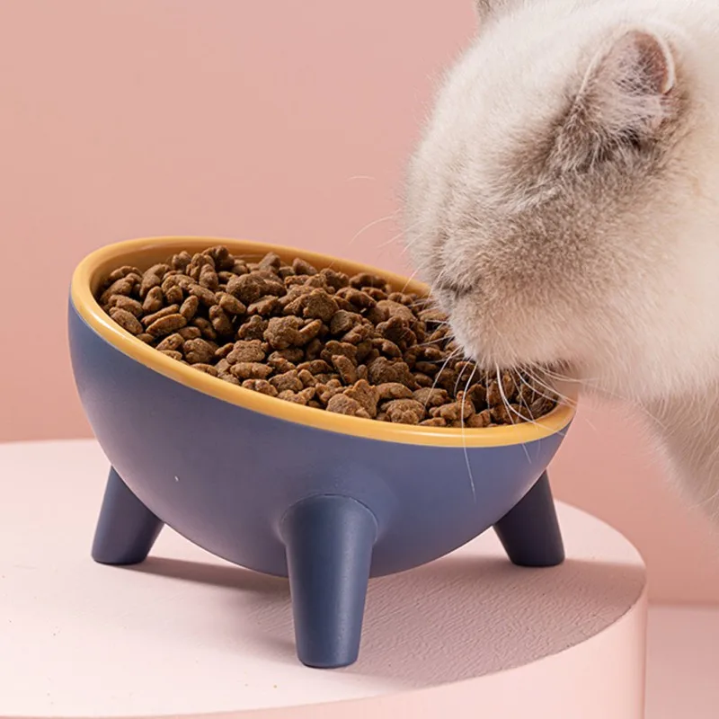 

15 Degrees Tilted Non-Slip Cat Bowl Cat Dog Bowl Safeguard Neck Solid Colors Puppy Cats Food Bowl Feeder Pet Supplies
