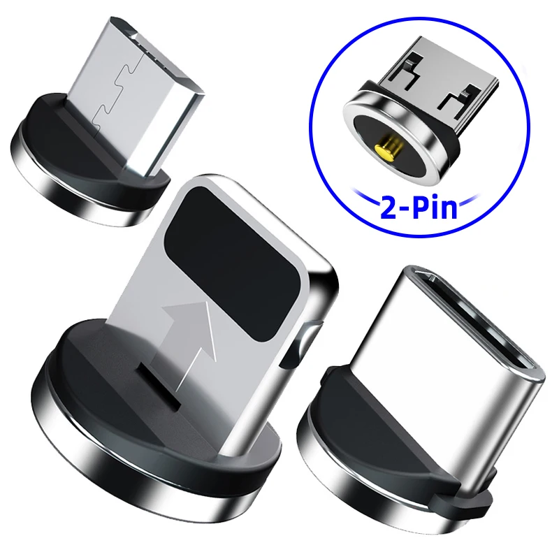 

Magnetic Cable Adapter 2 Pin Magnetic Charger Plug Micro USB Type C Tips For iPhone Magnet Dust Connector Charging Mobile Phone