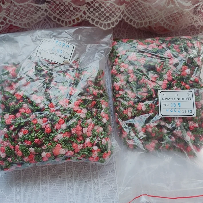 100 Pieces 1.6cm Width Red Green Embroidered Floral Lace Embellishment Applique Patches Trimming Sewing Supplies for Women | Дом и сад