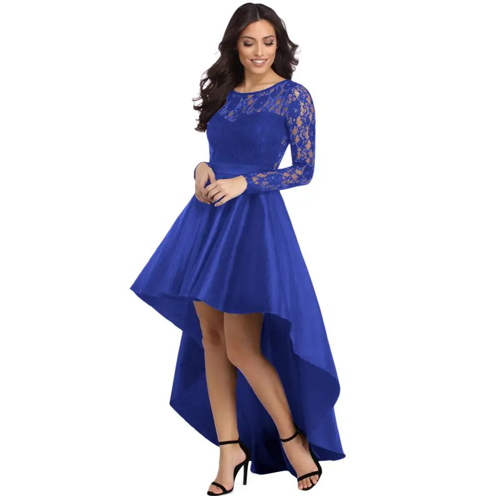 

Long Sleeve Lace Dovetail Satin Prom Party Dress Cocktail Dresses robe cocktail PRO30077
