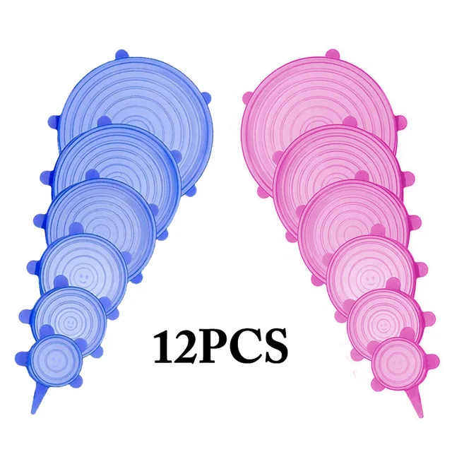 

6/12PCs/Set Food Silicone Cover Universal Silicone Lids For Cookware Bowl Pot Lid Reusable Stretch Lids Wrap Kitchen Accessories