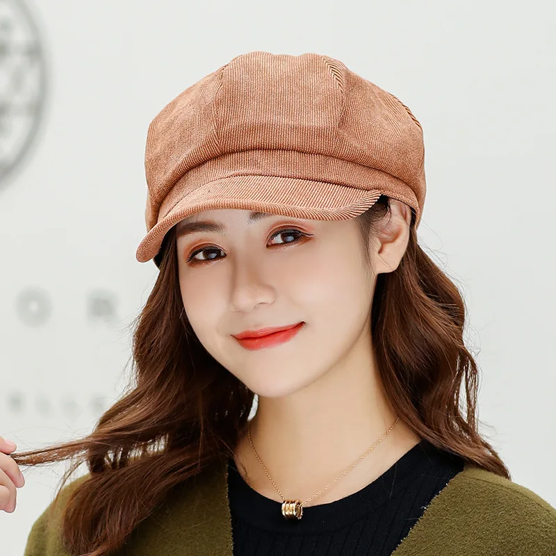 

2020 New French Artist Wool Beret Female Cap women's Winter Fashionable Village Color Vintage Painter Octagonal Hat Casual Hat