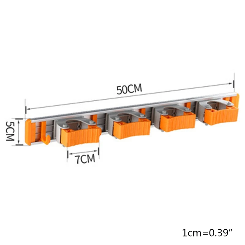 

Wall Mounted Punch-free Mops Storage Holder Kitchen Bathroom Organizer Movable Shelf Brush Mops Hanger with Hook Collect