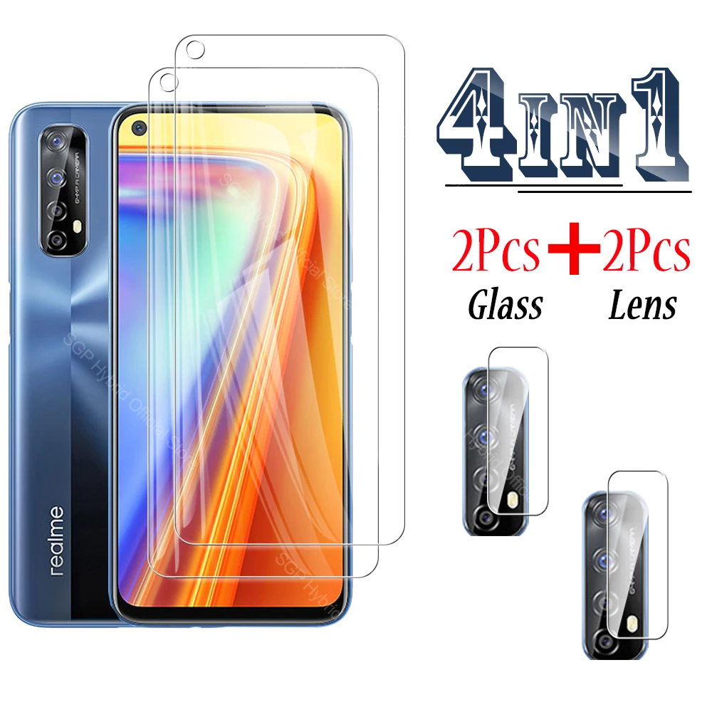 

4-in-1 Realme7 5G Screen Tempered Glass Protector On The For Oppo Realme 7 Pro 7i Real me 7pro 7 i Camera Lens Protective Film