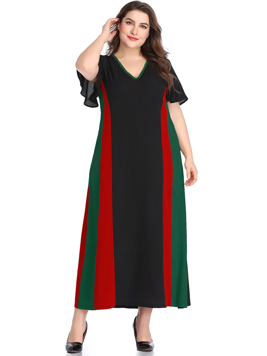 Женское длинное платье большого размера плюс свободное повседневное черное с
