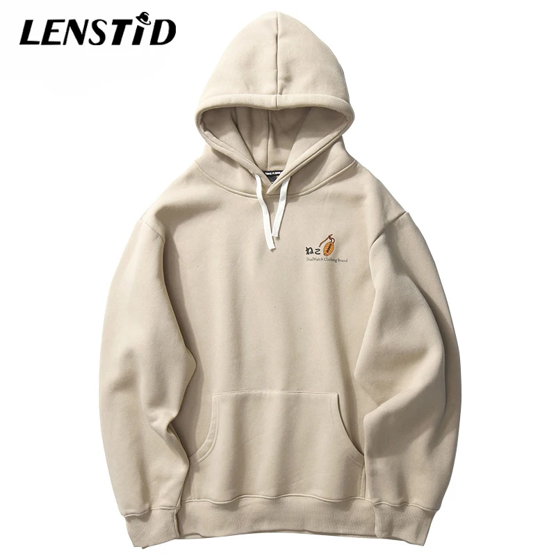 LENSTID мужской хип хоп зимний флисовый пуловер с капюшоном забавный кот кои рыба