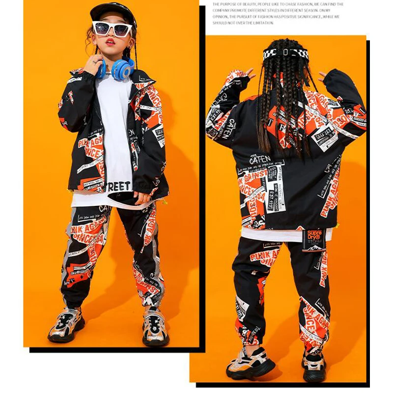 Детская одежда для хип хопа куртка с принтом Топ Пальто повседневные штаны