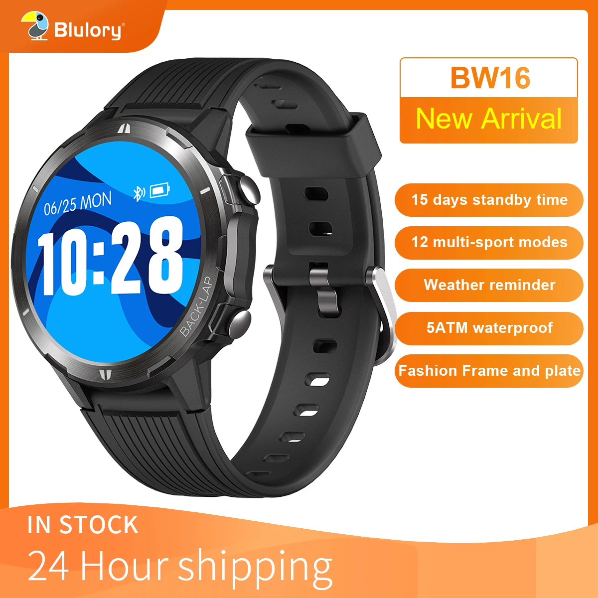 

New Fashion Full Touch Blulory Smart Watch BW16 Men Sport Watches Male Wrist Watch for Women Clock Waterproof Bluetooth Reminder