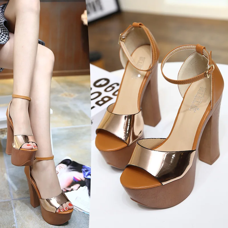 Женские босоножки на высоком каблуке 14 см водонепроницаемые сандалии платформе