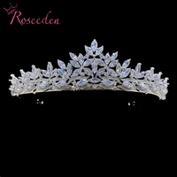 luxury cubic zirconia sparking wedding tiaras crown cz rhinestone prom crown coronet bride hair jewelry re3628