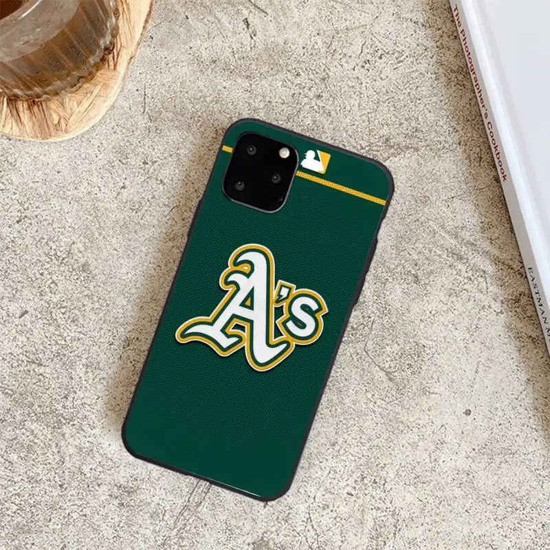 

Oakland Athletics Black TPU Phone Case For Iphone 6 6s 7 8 Plus XR X XS XSmax 11 12 Pro Mini Max