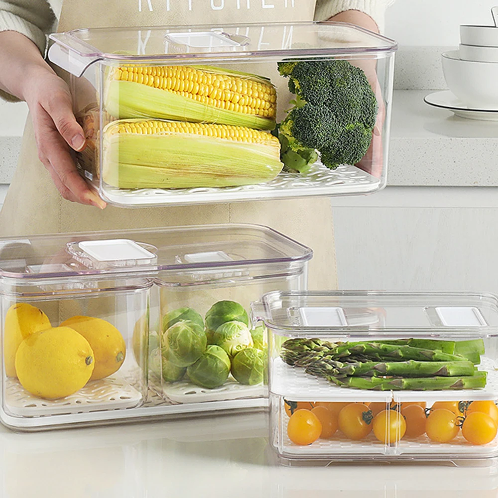 Big Size Food Storage Containers with Lids Kitchen Refrigerator Seal Tank Transparent Plastic Separate Fruit Fresh Box | Дом и сад