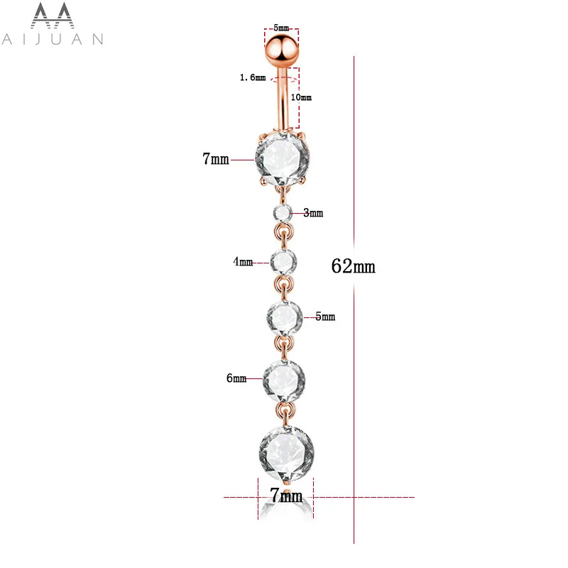 

Pendant Navel Piercing CZ Crystal Zircon Women Girls Dangle Drop Belly Button Rings 316L Surgical Stainless Steel Body Jewelry