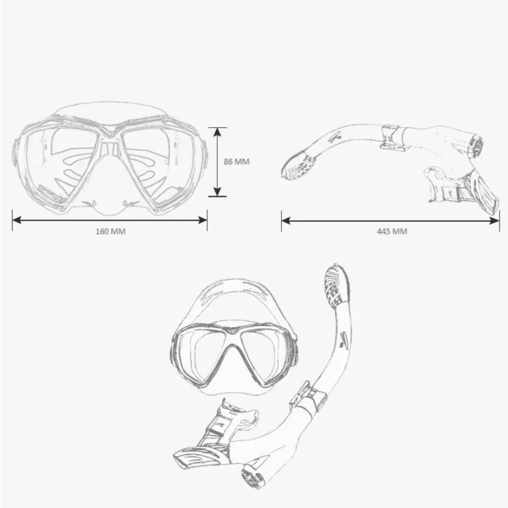 

Diving Goggles Set Safe Diving Accessories Non-slip Buckle Snorkeling Kit Anti Fog Goggles with Snorkel Glasses Tube Adjustable