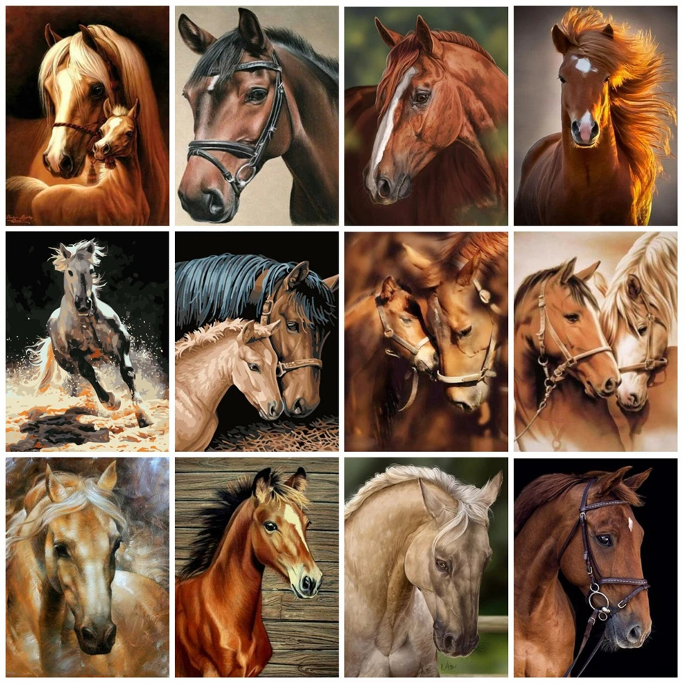 AZQSD DIY живопись по номерам животные лошадь Акриловая картина Unframe современная