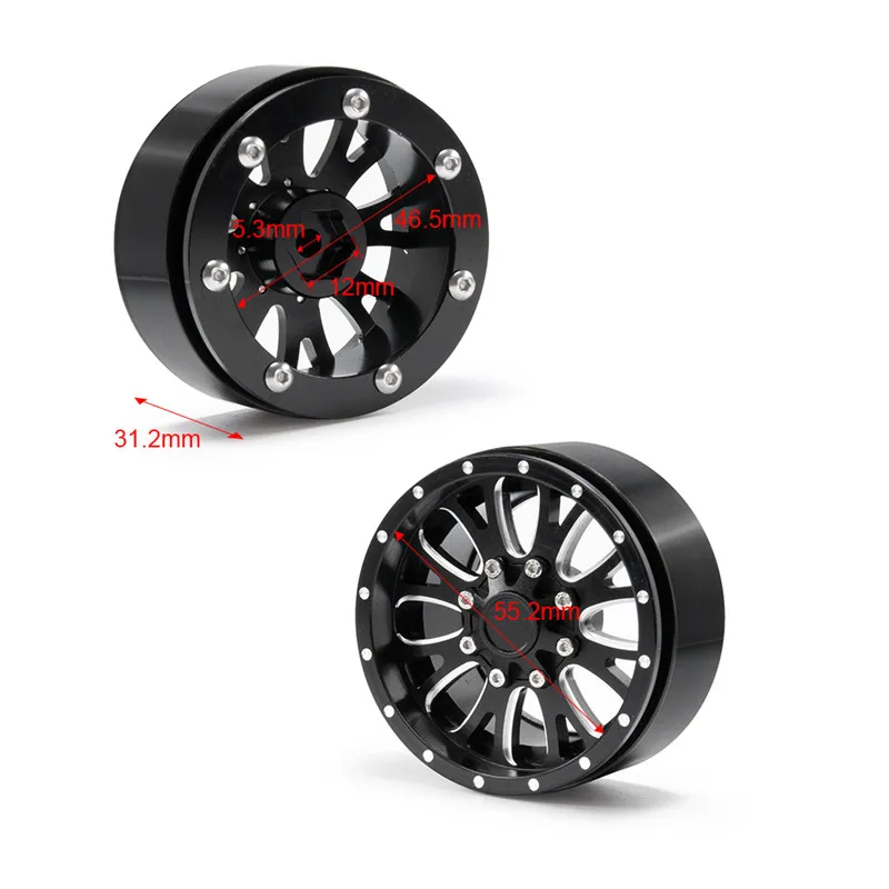 4Pcs 2.2 Inch Metal Beadlock Wheels Rims for 1/10 Axial Wraith TRX4 KM2 SCX10 90046 RC Car Crawler | Игрушки и хобби