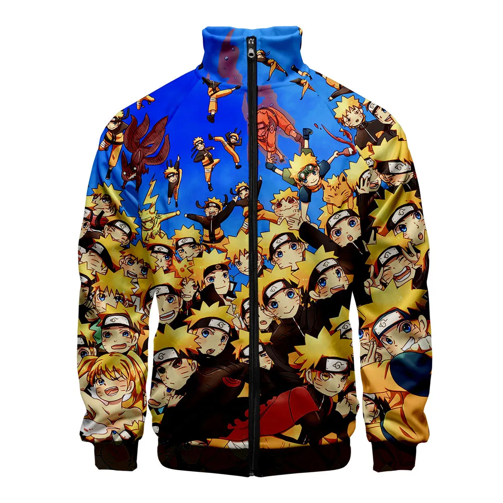 Harajuku Naruto zipper jacket Men/women 3D Uzumaki Uchiha Sasuke Stand Collar Sweatshirt Spring Autumn Anime Cardigan | Мужская одежда