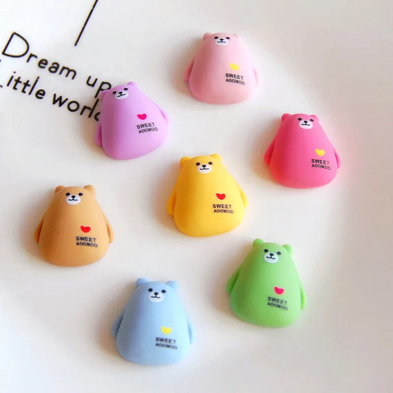 10 шт. Кабошон из смолы с плоской задней частью в виде милого сердца и медведя для