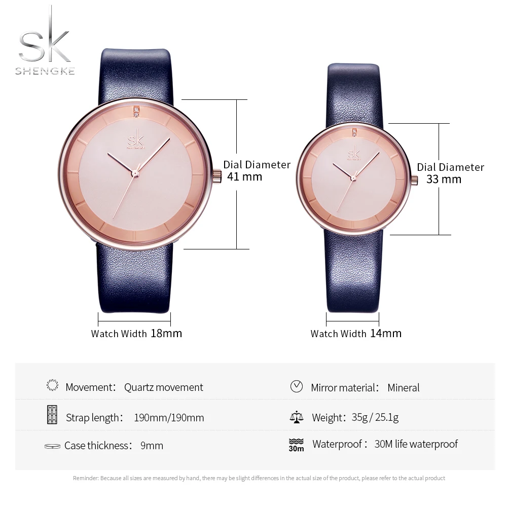 

Shengke 2020 Brand Quartz Couple Watch Set Leather Watches For Lovers Black Simple Women Quartz Watch Men WristWatch Gifts