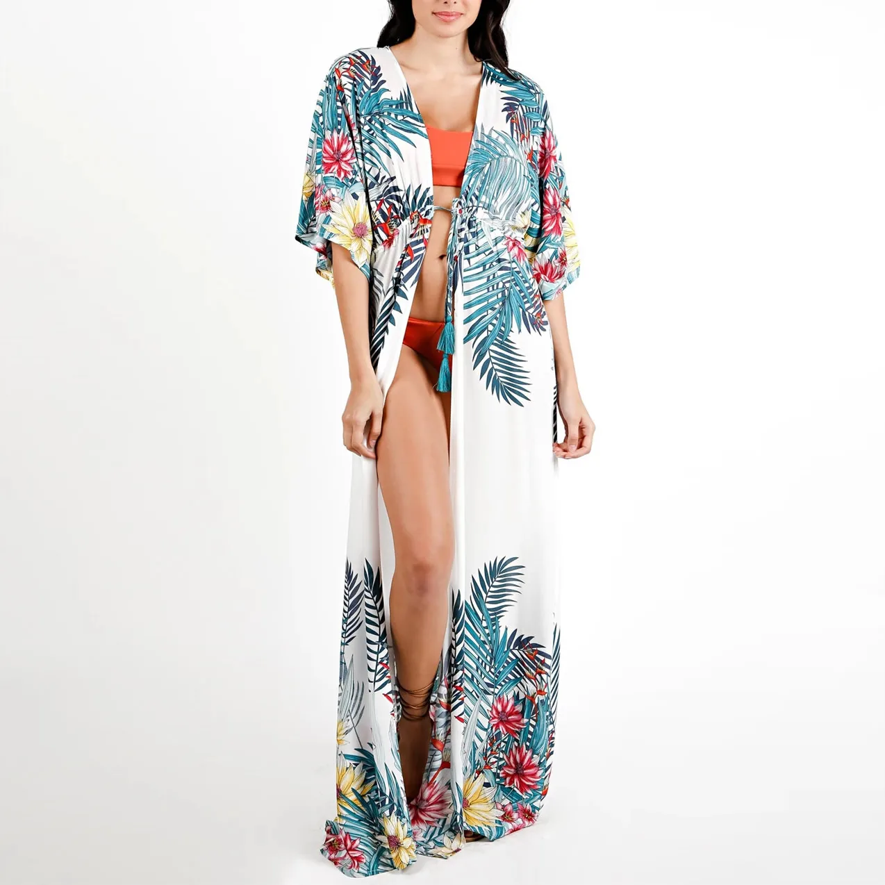 Пляжная накидка с принтом листьев парео для женщин 2021 быстросохнущая пляжная