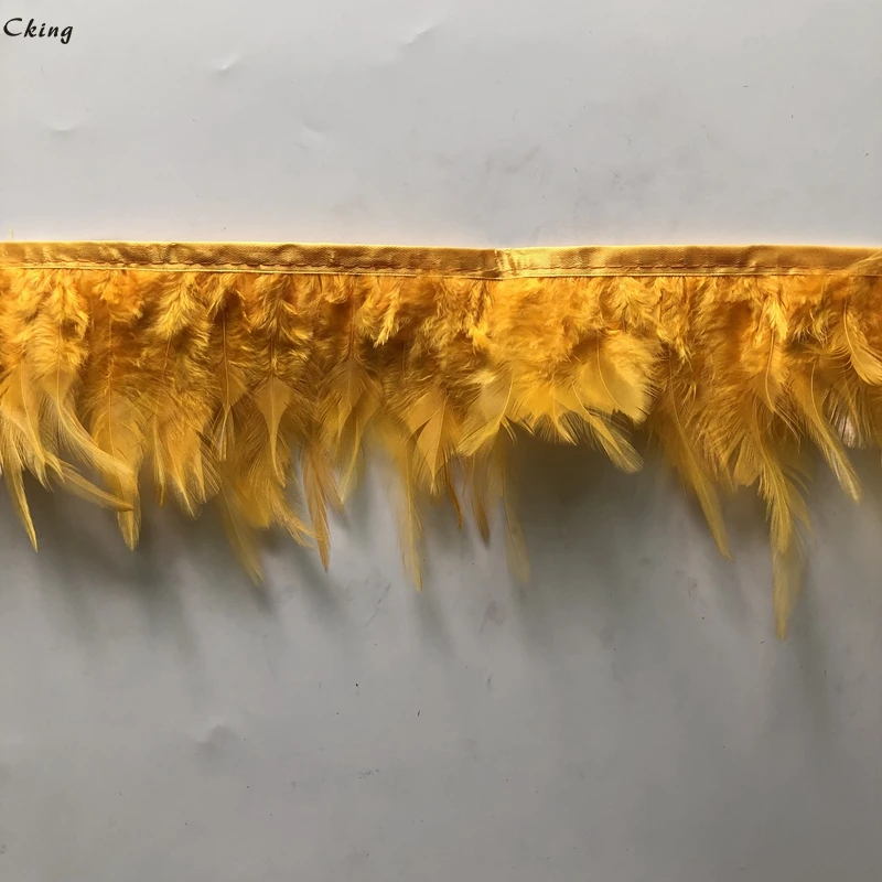 Cking оптовая продажа 5 метров Золотой Желтый Петух coque перо отделка 10-15 см куриное