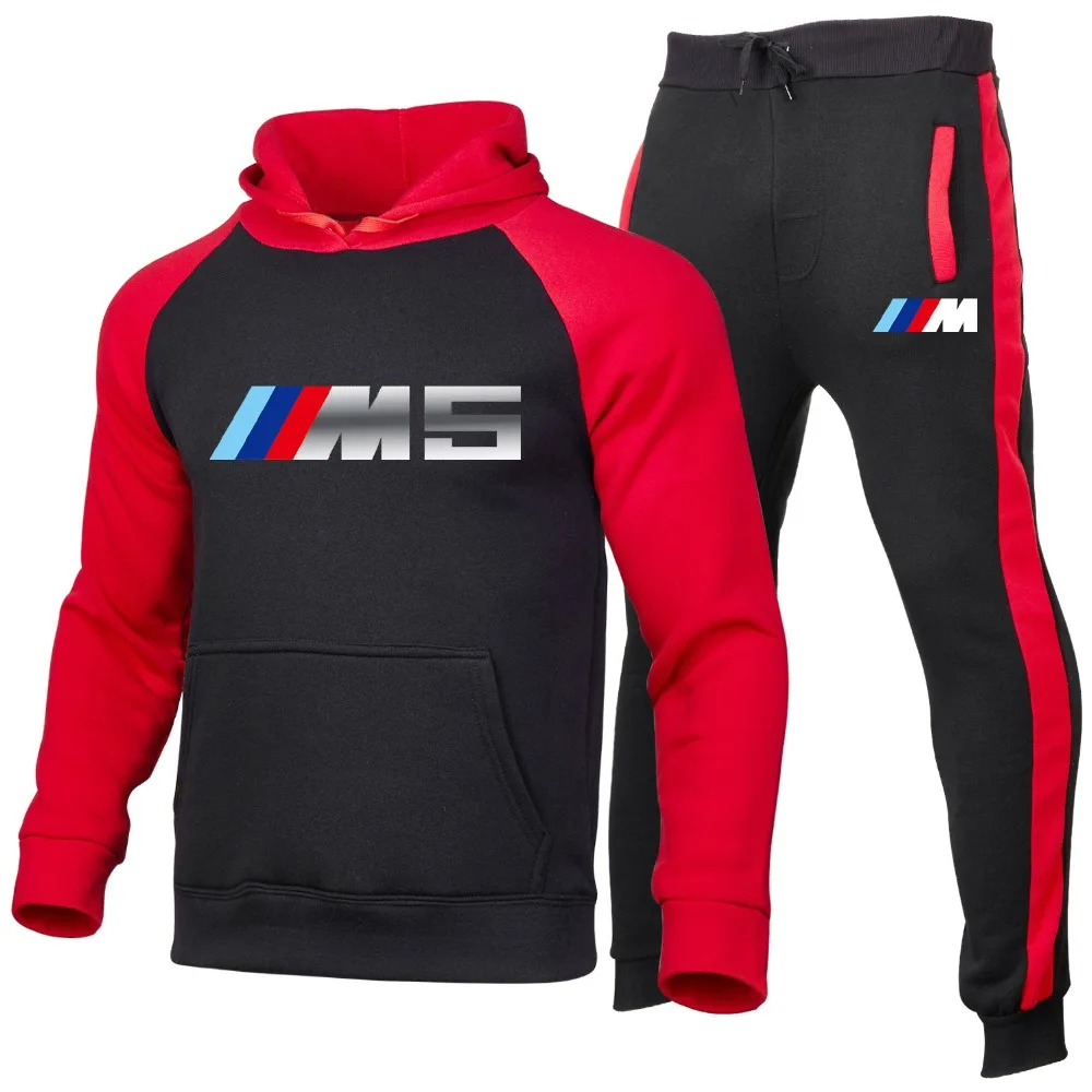 

2021 Printing Striped Tracksuit Men's Solid Casual Sports Suit Spring Autumn Sportswear Hoodie+Pants Training Suit
