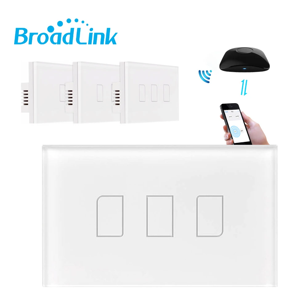 Настенный выключатель света Broadlink TC2 US 1/2/3 Gang 433 МГц Wi Fi беспроводной смарт пульт