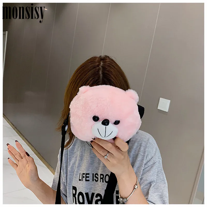 Monsisy 2019 Новый Зимний Детский кошелек сумки маленький медведь голова на плечо