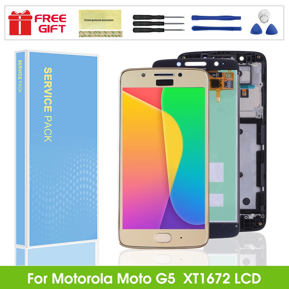 ЖК дисплей для Motorola Moto G5 сменный сенсорный экран с рамкой XT1672 XT1676 экран|Экраны