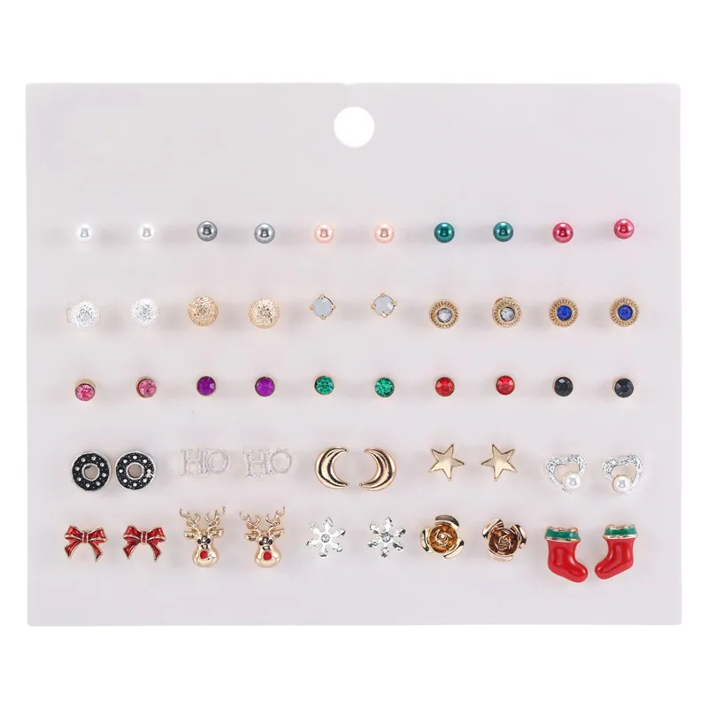 25 пары/компл. детские ювелирные изделия милый эмалевый Санта Клаус бант цветы