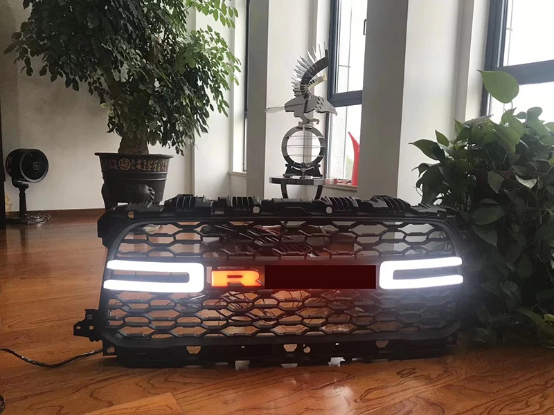 

For Dodge Ram 2019 1500 2500 3500 Mesh Grille Rebel Style Front Grill Hood grilles LED Car front led racing grille