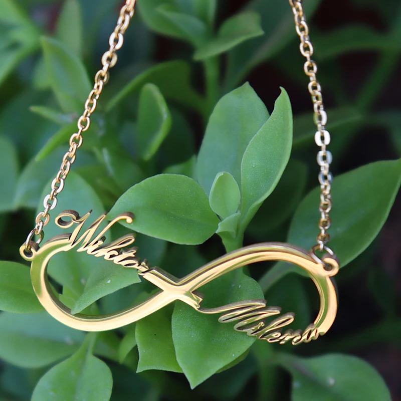 

Custom Russian Korean Arabic Hebrew Punjabi Name Necklace Stainless Steel With Heart Flowers Butterfly Customized Neckalce Gifts