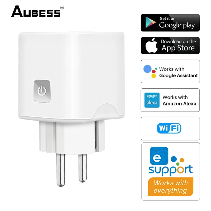 

Aubess 10A Smart socket Eweilian European standard smart socket wifi mobile phone timer switch remote control smart home Alexa