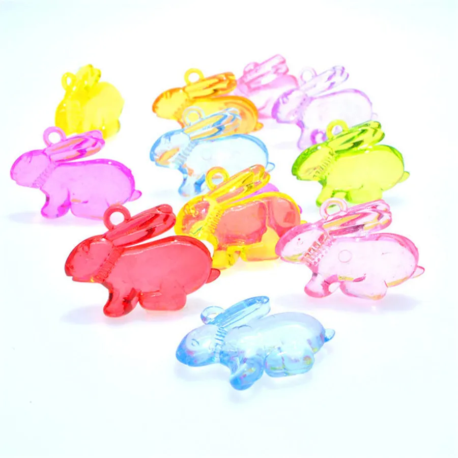 

Kawaii Animal Rabbit Shape Acrylic Necklace Pendants Colorful Plastic Jewelry Ornament Garment Accessory Charms 36*26*7mm 170pcs