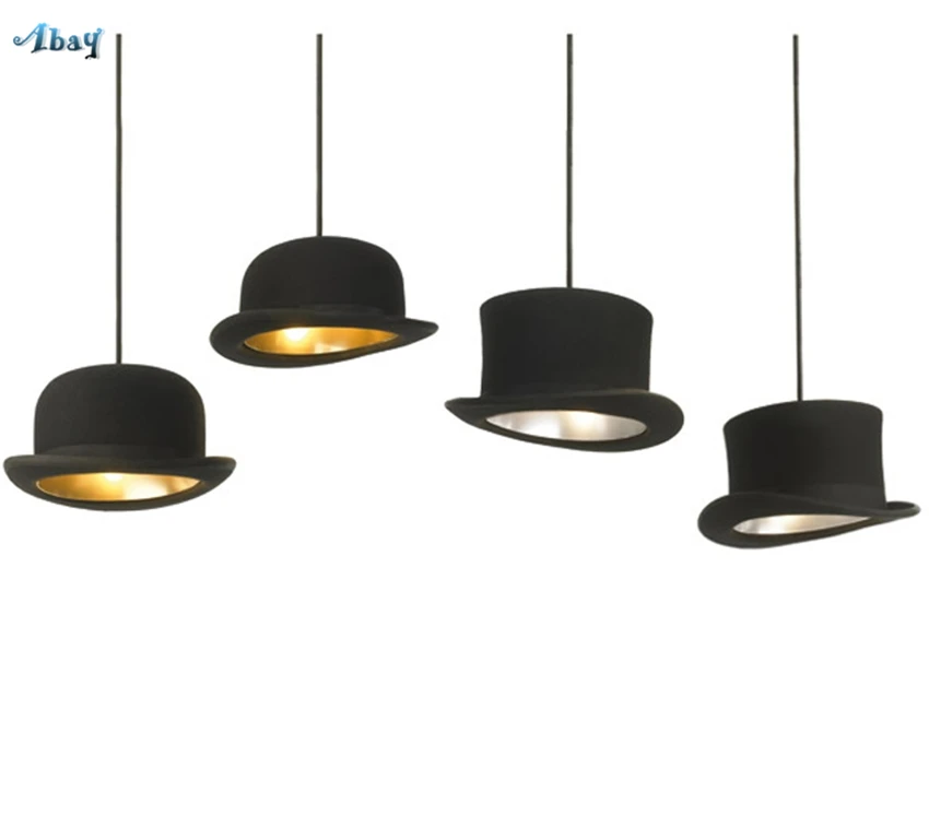 British Gentleman's Hat Fabric Shade Pendant Lights Restaurant Living Room Bar Kids Cafe Shop Lamps Retro Hanging Fixtures | Лампы и