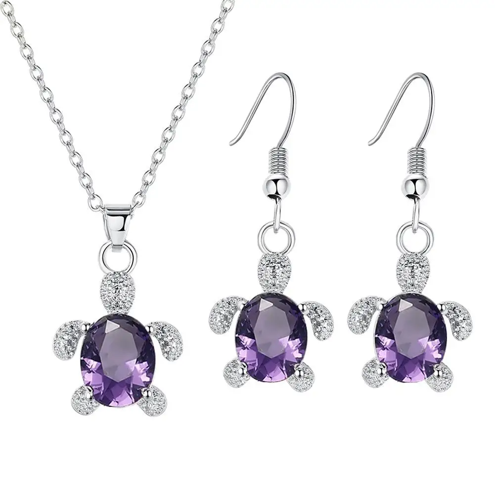 

3Pcs Women Fashion Tortoise Pendant Hook Earrings Necklace Banquet Jewelry Gift