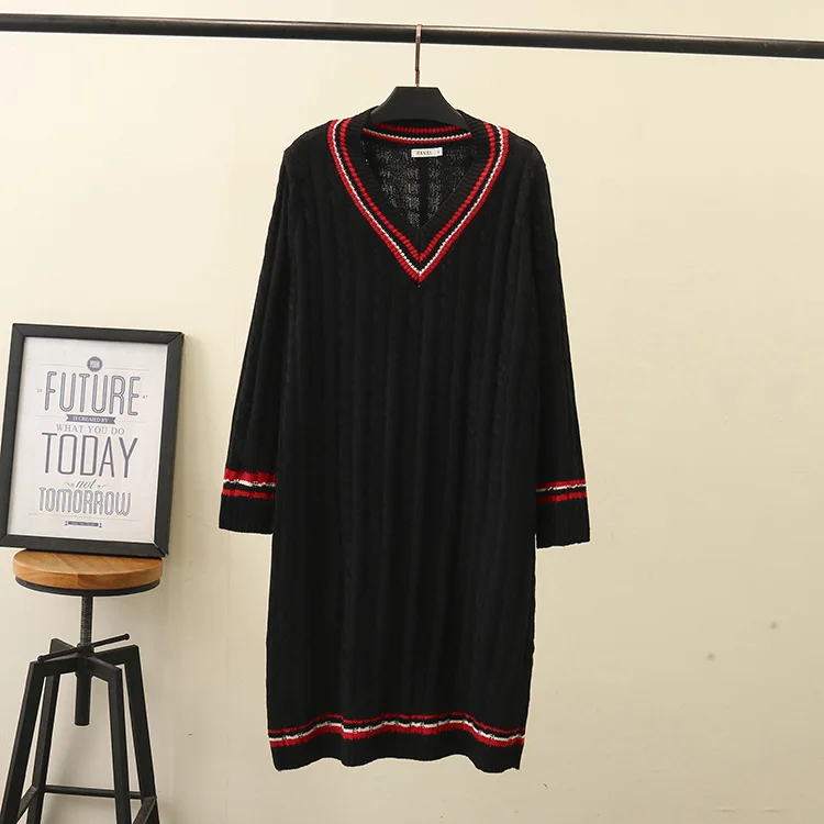 Большие размеры платья для женщин модное и повседневное осенне зимнее свободное