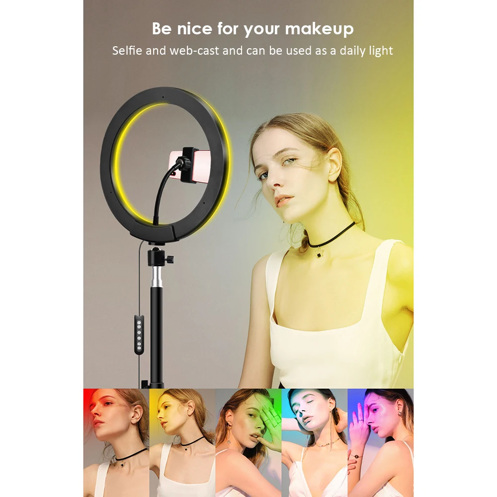 

10.2 inch Photography LED Selfie Ring Light 26cm Dimmable Camera Phone Ring Lamp With Stand Tripods For Makeup Video Live Studio