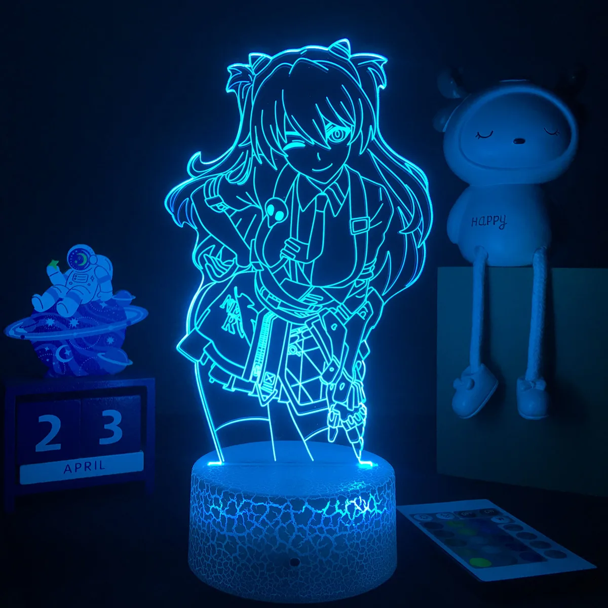 Anime Evangelions 3D LED Nightlight for Bedroom Decorative Asuka Langley Soryu Figure Kids Birthday Gift Manga Gadget Table Lamp | Лампы и