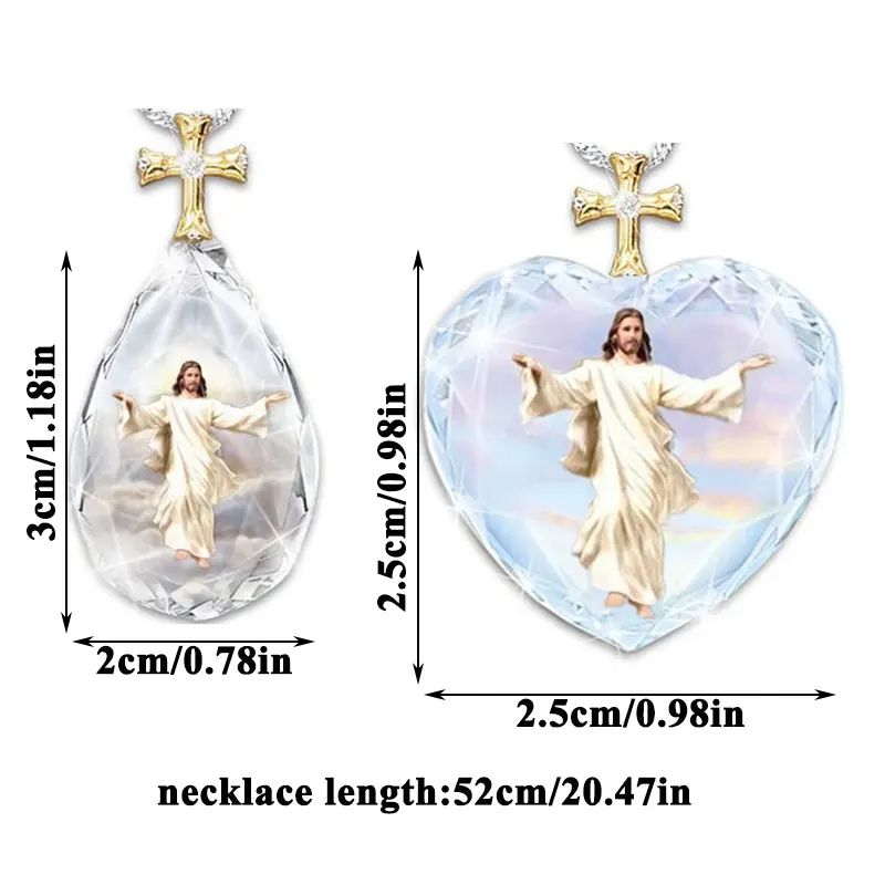 

Exquisite Fashion Crystal Pendant With Image Of Jesus Elegant Ladies Lover Gift Lovers Necklace Anniversary Jewelry Gift