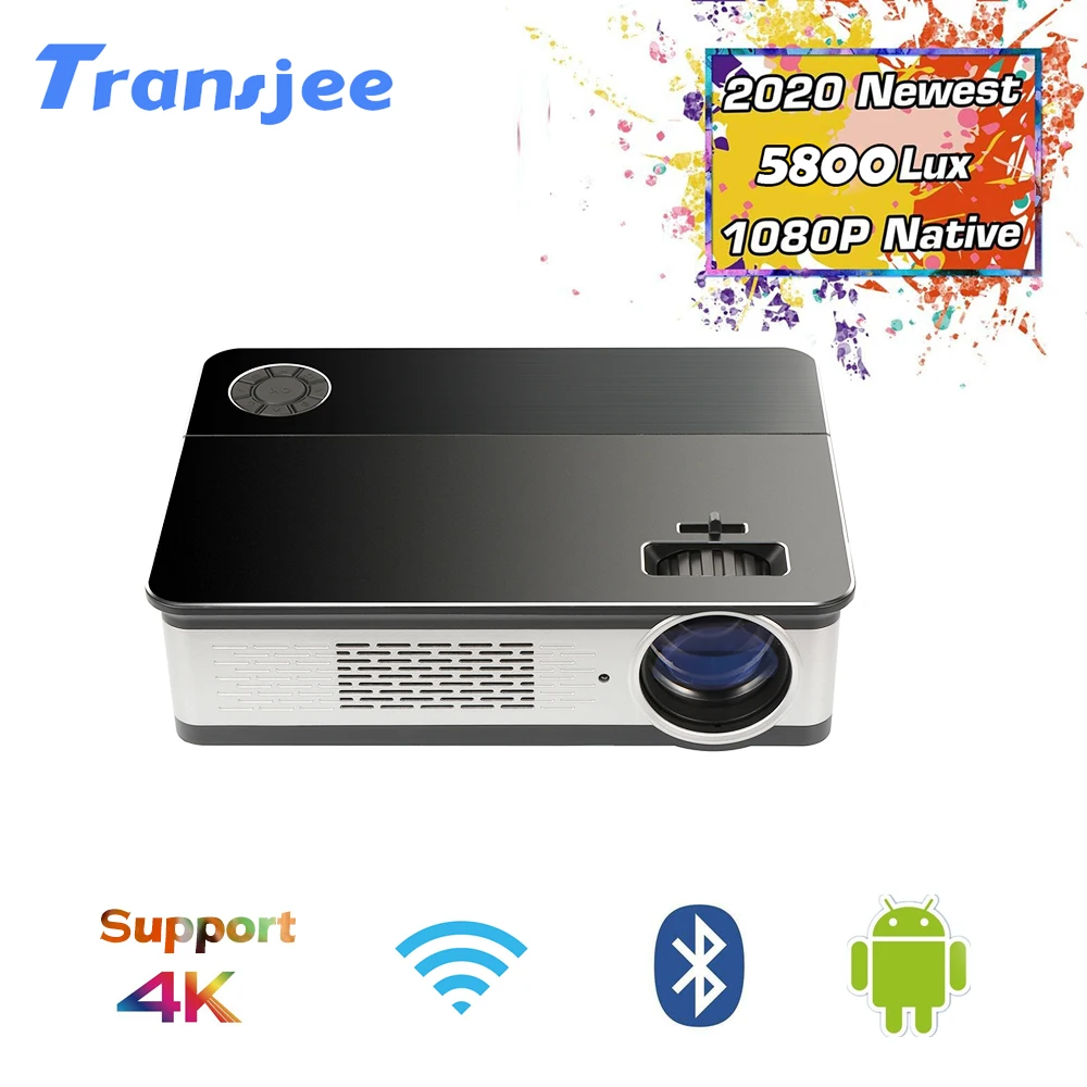 TRANSJEE 4K проектор для телефона Full HD Домашний кинотеатр 3D Android СВЕТОДИОДНЫЙ 1920x1080