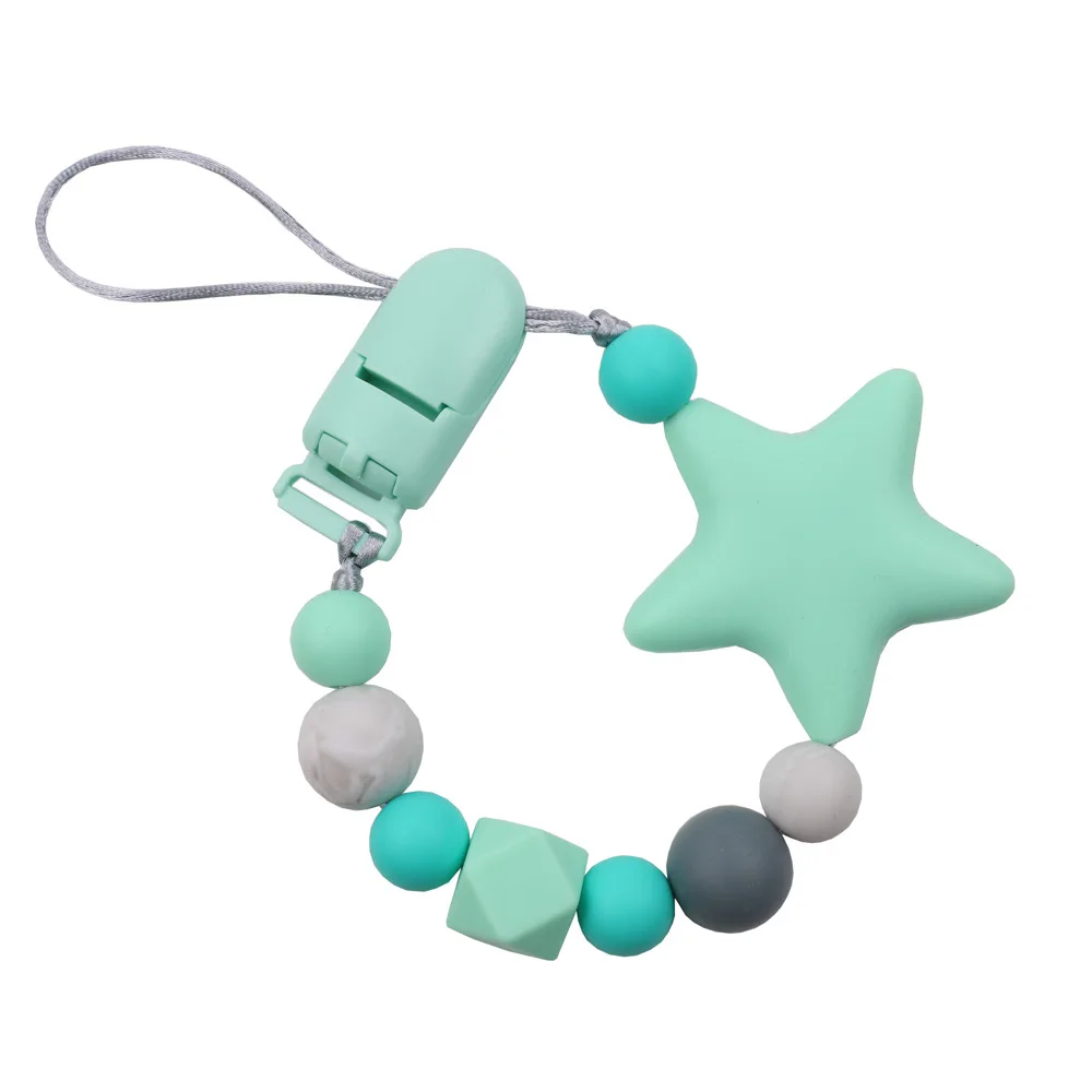 

Baby pacifier clip chain star silicone pacifier clip teether toy pacifier holder newborn birthday gift
