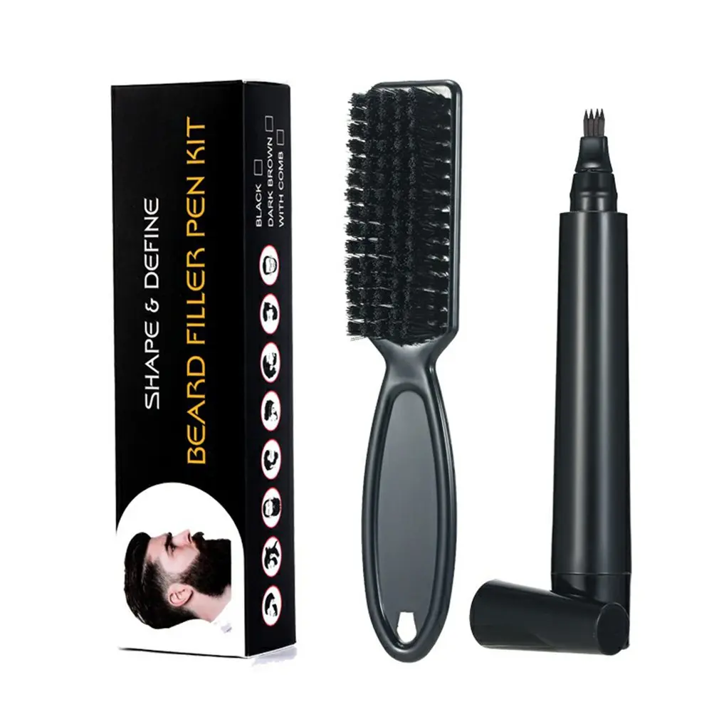 

Portable Four-pronged Beard Pen Beard Drawing Pen And Beard Brush Waterproof Barber Drawing Pen And Brush