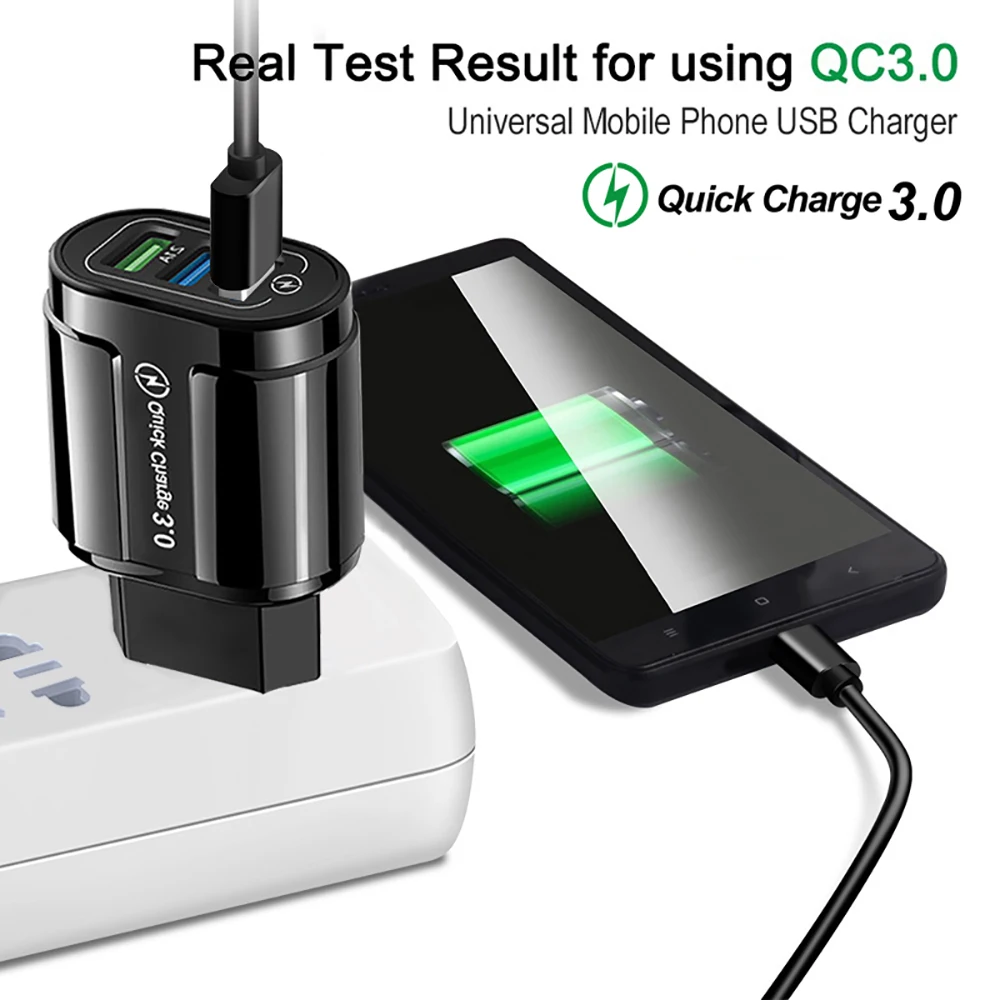 Настольное зарядное устройство с 3 портами USB для iPhone iPad Xiaomi Samung LED Light EU Plug 5V 3A