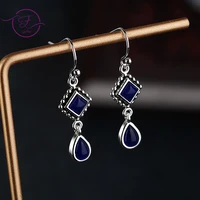 square created celestite earrings long pear shaped earrings water drops gemstone earrings silver jewelry for women party