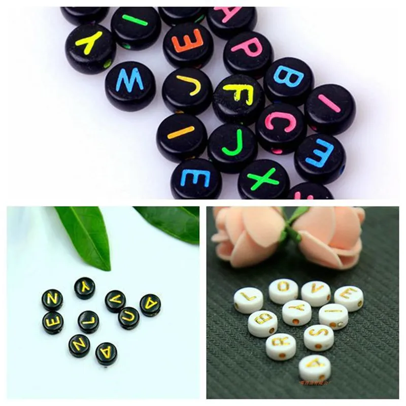 

4*7MM 3600PCS Colorful Acrylic Letter Beads Flat Coin Round Shape DIY Jewelry Findings Palstic Alphabet English Character Spacer
